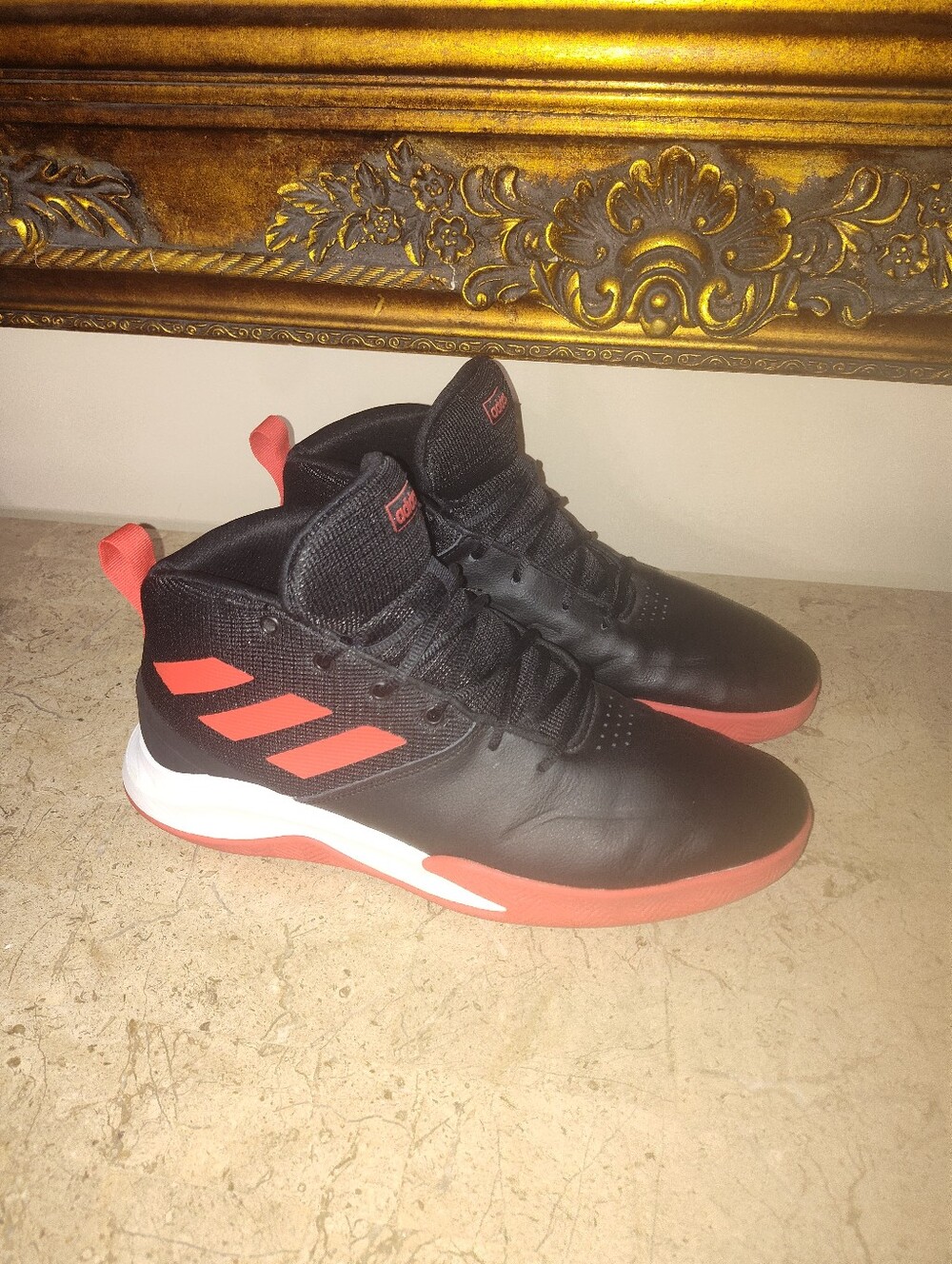 Adidas Own The Game Black & Red High-Top Sneakers